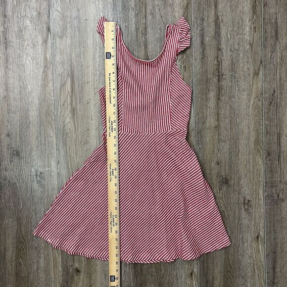 Zara Girls Candy Stripe Dress Size 11-12 Spring Easter Ruffle Sleeve Fit & Flare - Picture 3 of 7